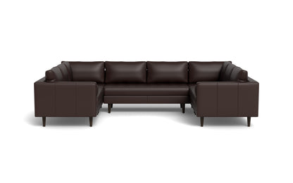 Ladybird 134" Leather U Sectional - Tribeca Espresso