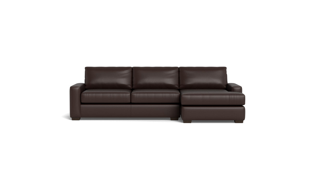 Mas Mesa 123" Deep Leather Right Chaise Sectional - Tribeca Espresso