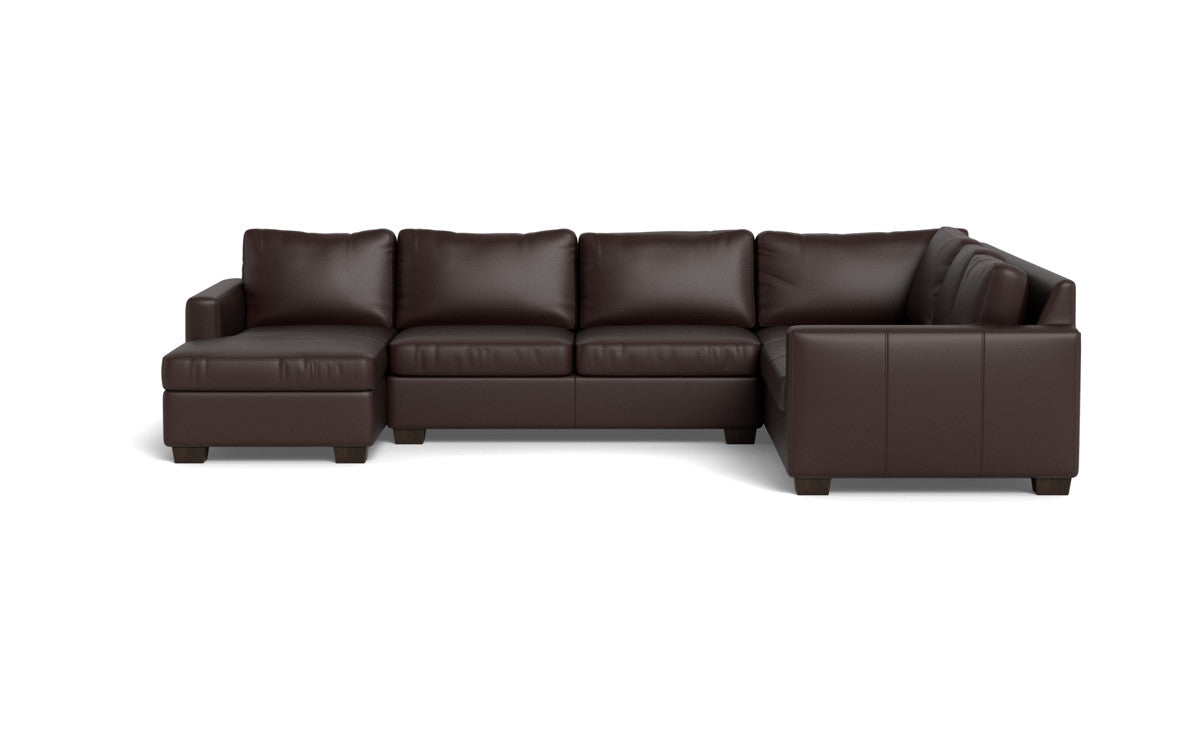 Track 141" Leather Corner Sectionals W. Full Sleeper & Left Chaise - Tribeca Espresso