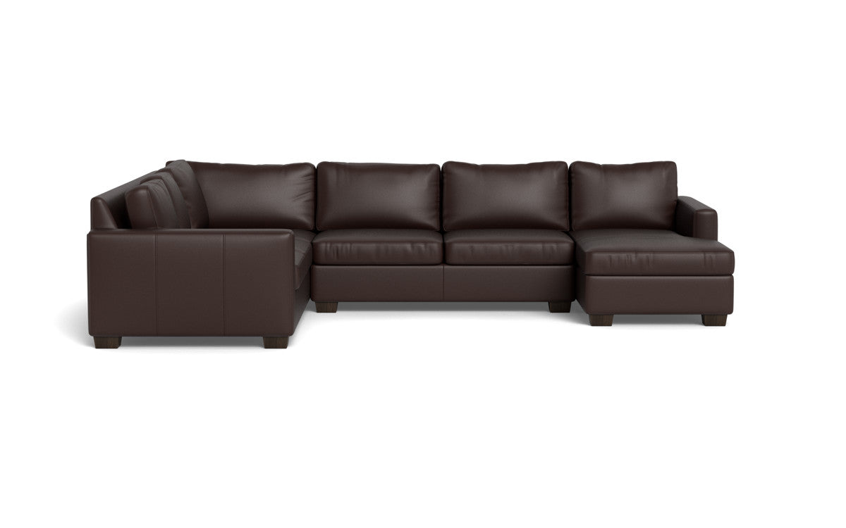 Track 141" Leather Corner Sectionals W. Full Sleeper & Right Chaise