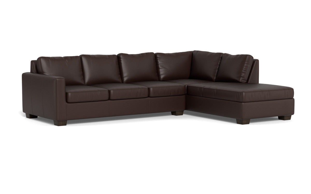 Track 121" Leather Right Chaise Sleeper Sectional - Tribeca Espresso