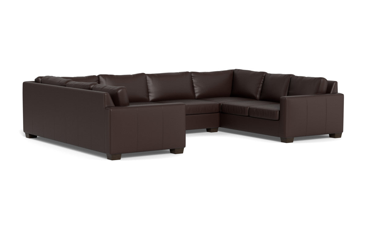 Track 141" Leather Corner Sofa U Sectional - Tribeca Espresso