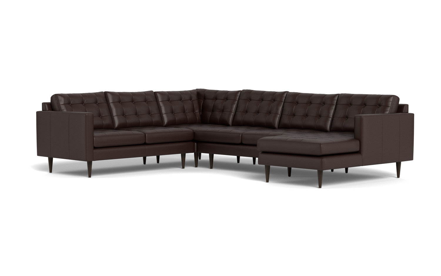 Wallace 131" Leather Corner Sectionals w. Right Chaise - Tribeca Espresso
