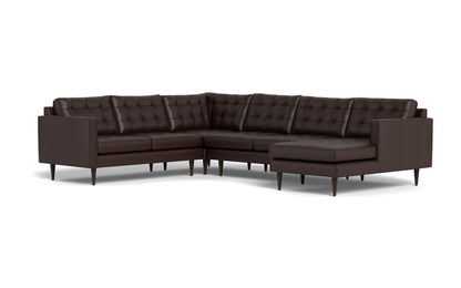 Wallace 131" Leather Corner Sectionals w. Right Chaise - Tribeca Espresso