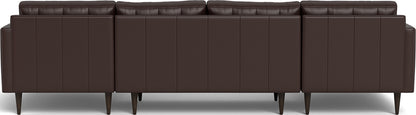 Wallace 126" Leather Double Chaise U Sectional - Tribeca Espresso