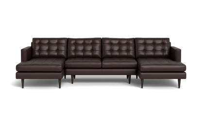 Wallace 126" Leather Double Chaise U Sectional - Tribeca Espresso