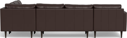 Wallace 130" Leather Untufted Corner Sectionals w. Left Chaise - Tribeca Espresso