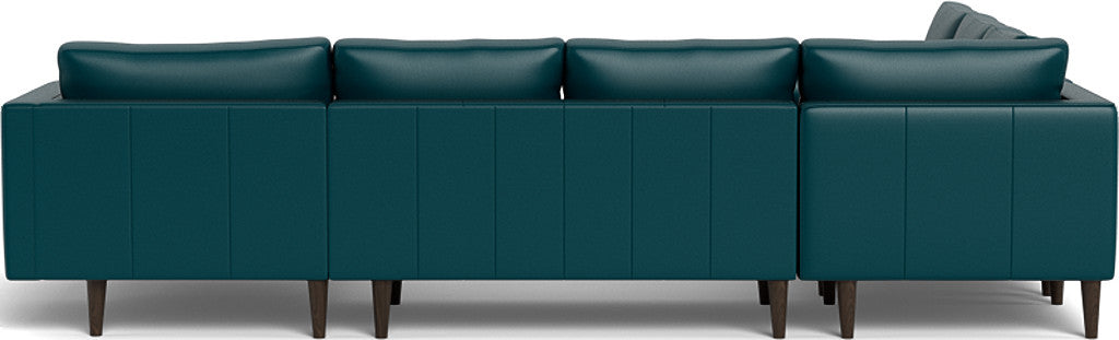 Ladybird 133" Leather Corner Sectionals w. Right Chaise - Tribeca Lagoon