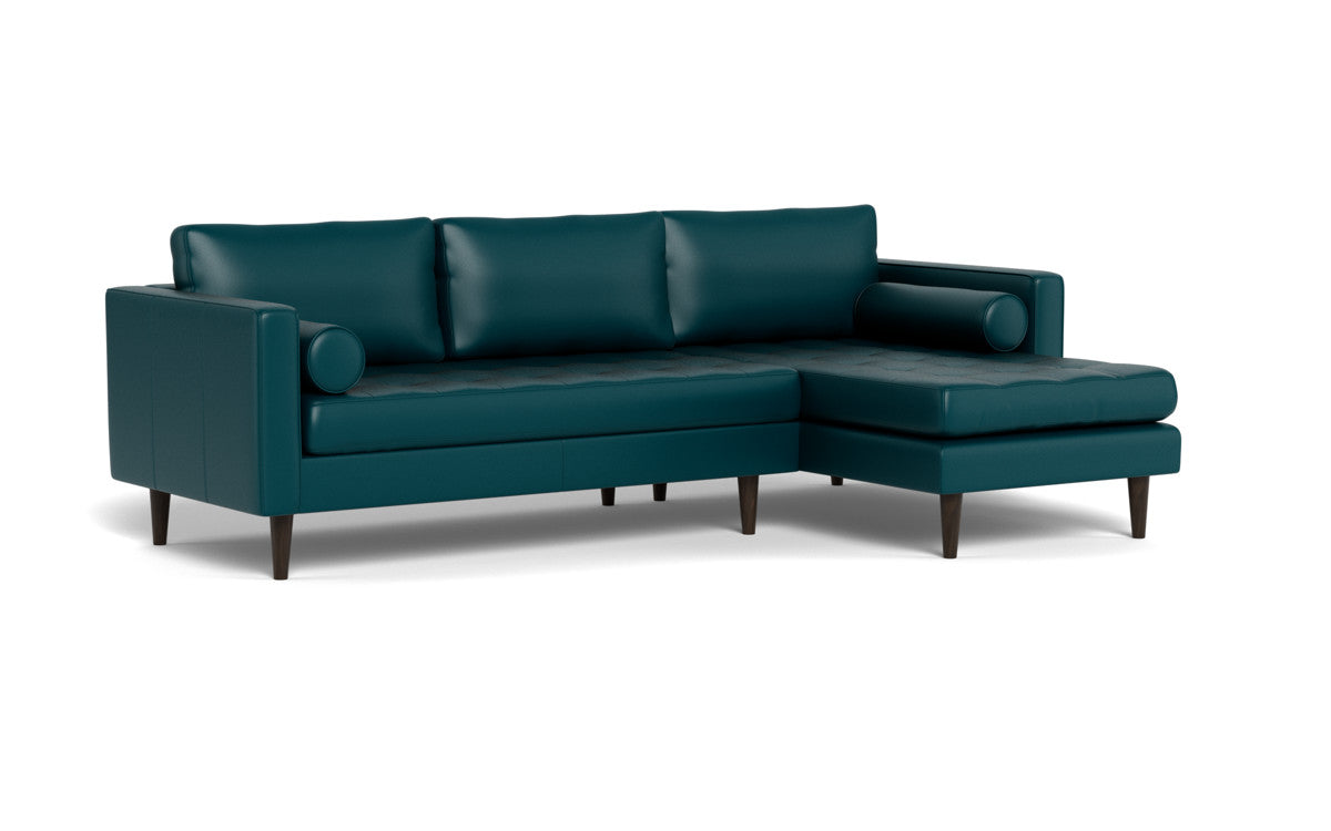 Ladybird 102" Leather Right Chaise Sectional - Tribeca Lagoon