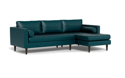 Ladybird 102" Leather Right Chaise Sectional - Tribeca Lagoon