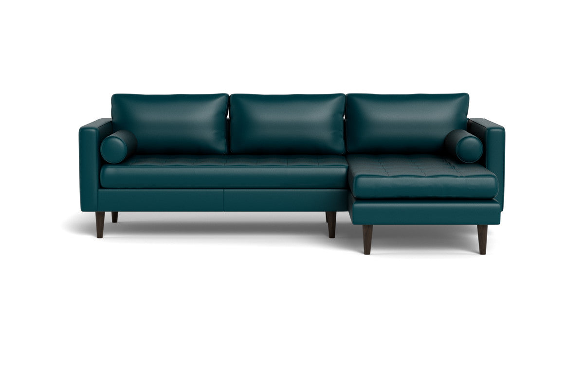 Ladybird 102" Leather Right Chaise Sectional - Tribeca Lagoon