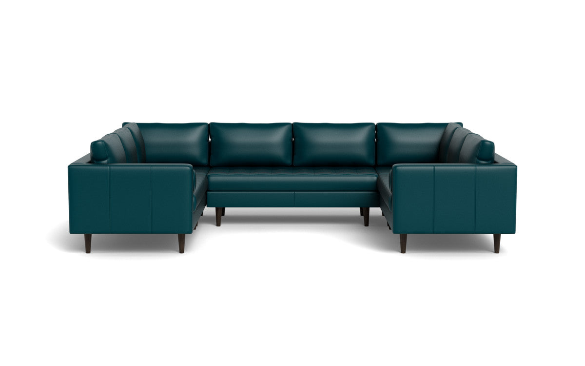 Ladybird 134" Leather U Sectional - Tribeca Lagoon