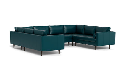 Ladybird 134" Leather U Sectional - Tribeca Lagoon