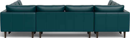 Ladybird 134" Leather U Sectional - Tribeca Lagoon