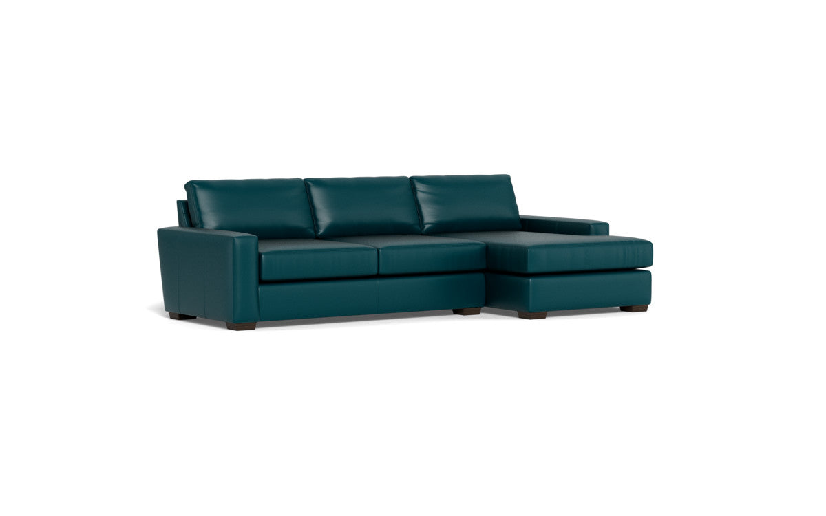 Mas Mesa 123" Deep Leather Right Chaise Sectional - Tribeca Lagoon