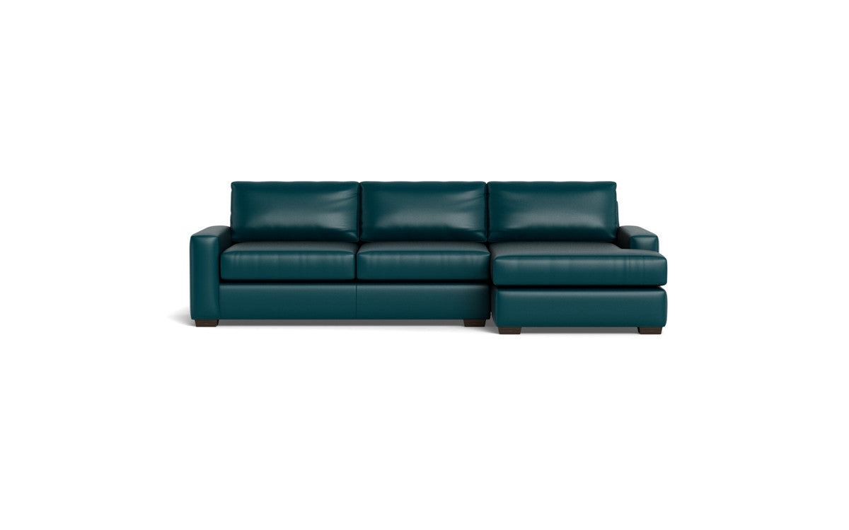 Mas Mesa 123" Deep Leather Right Chaise Sectional - Tribeca Lagoon