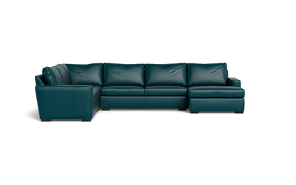 Mesa 156" Leather Corner Sectionals w. Right Chaise - Tribeca Lagoon