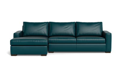 Mesa 123" Leather Left Chaise Sectional - Tribeca Lagoon