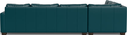 Track 121" Leather Right Corner Sleeper Sectional - Tribeca Lagoon
