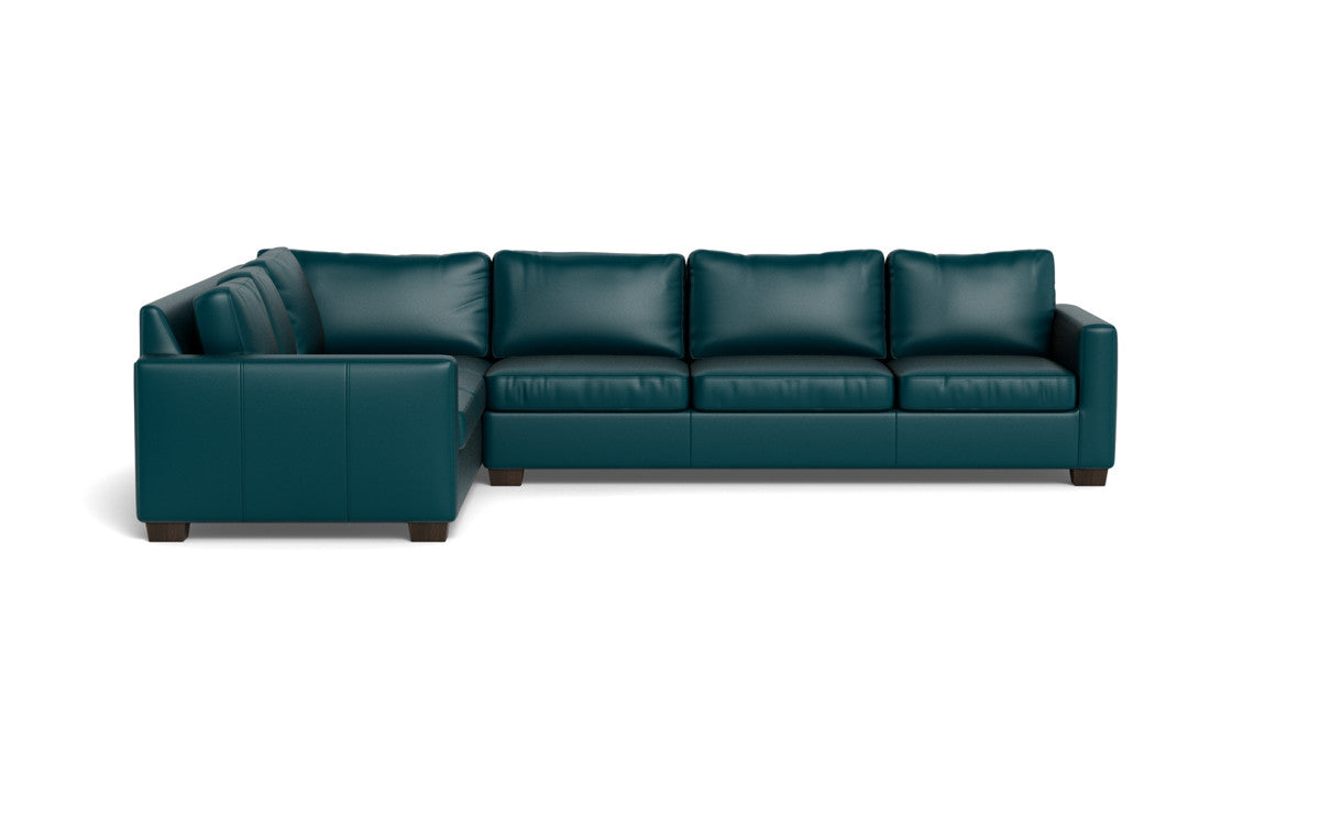 Track 121" Leather Right Corner Sleeper Sectional - Tribeca Lagoon