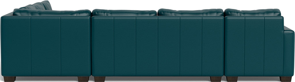 Track 141" Leather Corner Sectionals W. Full Sleeper & Left Chaise - Tribeca Lagoon