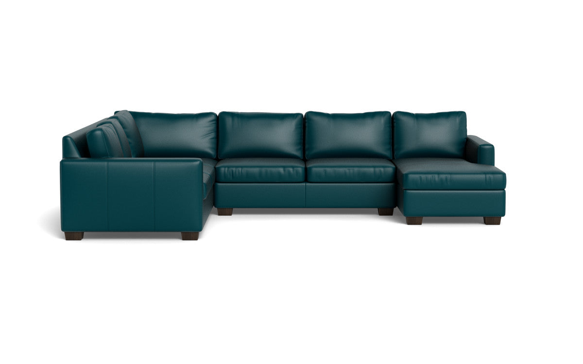 Track 141" Leather Corner Sectionals W. Full Sleeper & Right Chaise