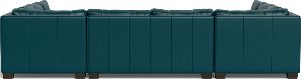 Track 141" Leather Corner Sofa U Sectional - Tribeca Lagoon