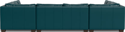 Track 141" Leather Corner Sofa U Sectional - Tribeca Lagoon
