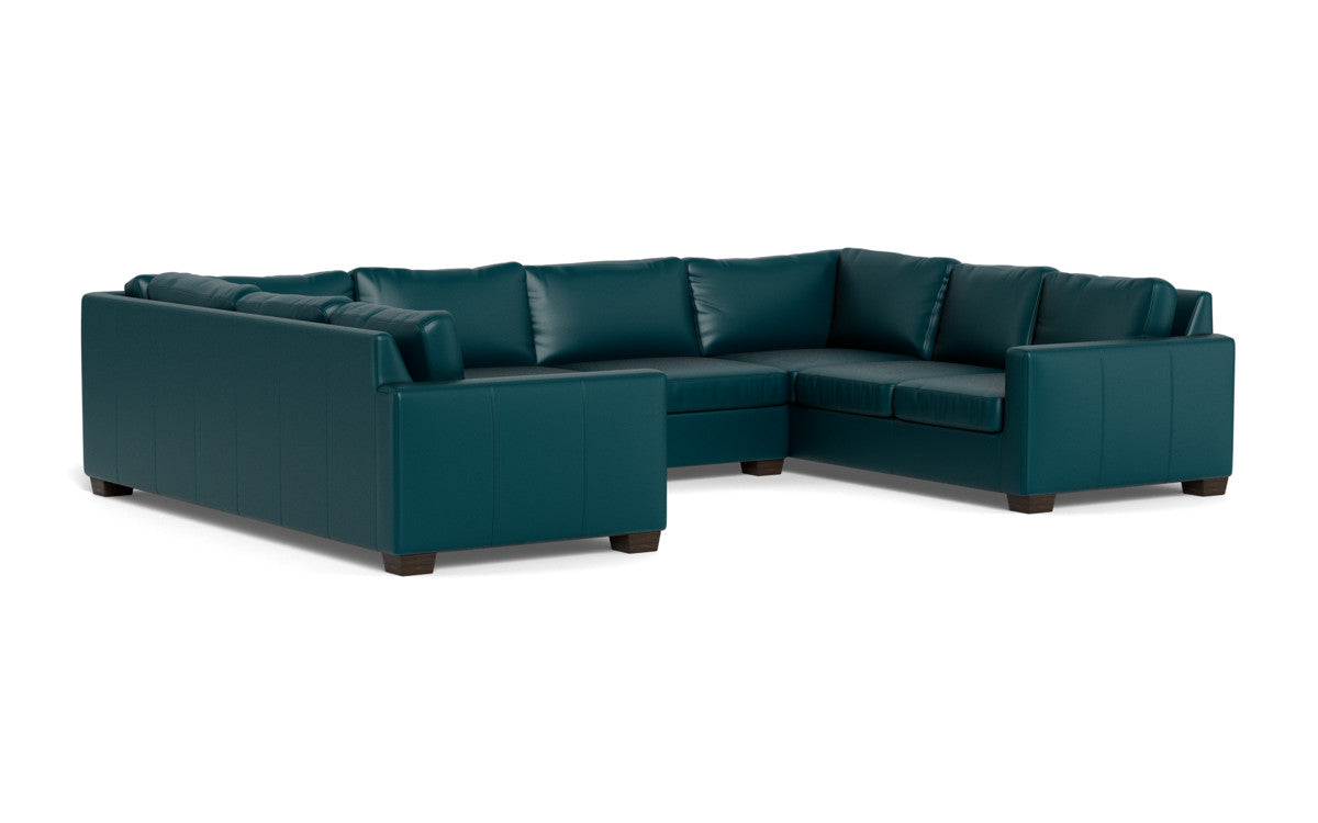 Track 141" Leather Corner Sofa U Sectional - Tribeca Lagoon