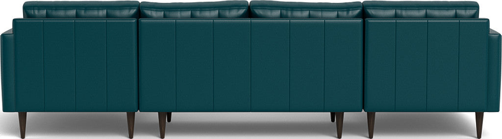 Wallace 126" Leather Double Chaise U Sectional - Tribeca Lagoon