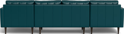Wallace 126" Leather Double Chaise U Sectional - Tribeca Lagoon