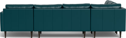 Wallace 131" Leather Untufted Corner Sectionals w. Right Chaise - Tribeca Lagoon