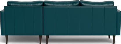 Wallace 98" Leather Untufted Right Chaise Sectional - Tribeca Lagoon
