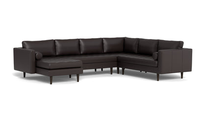 Ladybird 133" Leather Corner Sectionals w. Left Chaise - Tribeca Quarry