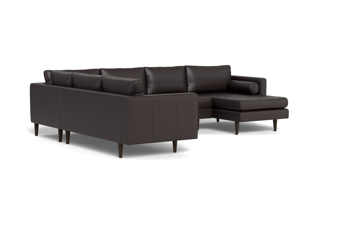 Ladybird 133" Leather Corner Sectionals w. Right Chaise - Tribeca Quarry