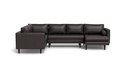 Ladybird 133" Leather Corner Sectionals w. Right Chaise - Tribeca Quarry