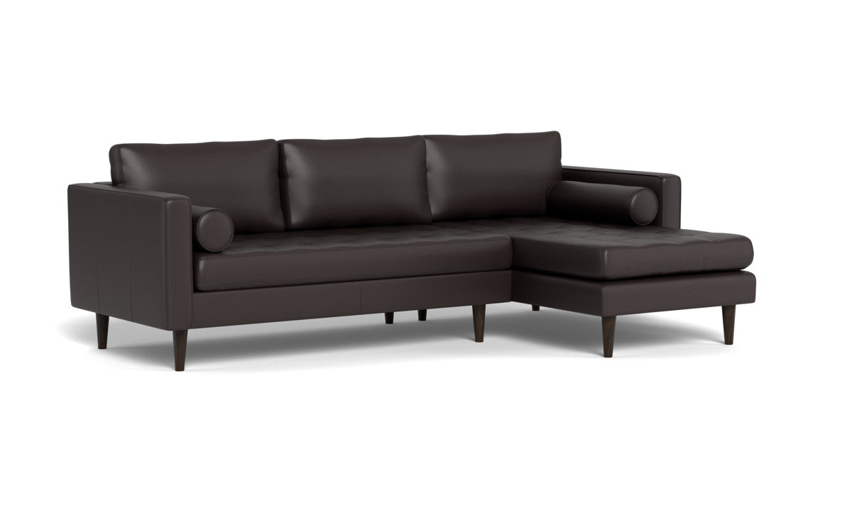 Ladybird 102" Leather Right Chaise Sectional - Tribeca Quarry