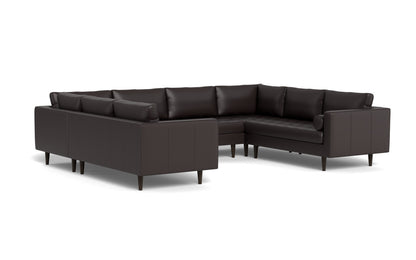 Ladybird 134" Leather U Sectional - Tribeca Quarry