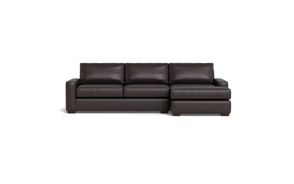 Mas Mesa 123" Deep Leather Right Chaise Sectional - Tribeca Quarry