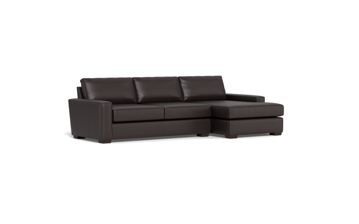 Mas Mesa 123" Deep Leather Right Chaise Sectional - Tribeca Quarry