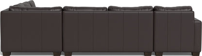 Track 141" Leather Corner Sectionals W. Full Sleeper & Left Chaise - Tribeca Quarry