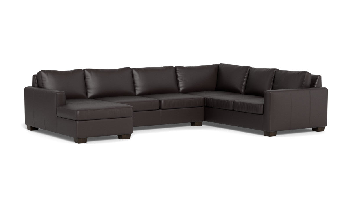 Track 141" Leather Corner Sectionals W. Full Sleeper & Left Chaise - Tribeca Quarry