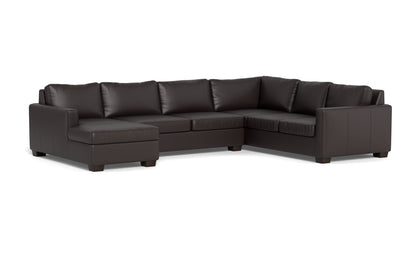 Track 141" Leather Corner Sectionals W. Full Sleeper & Left Chaise - Tribeca Quarry
