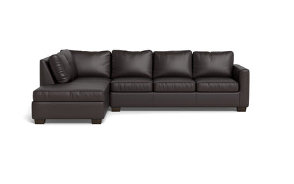 Track 121" Leather Left Chaise Sleeper Sectional - Tribeca Quarry