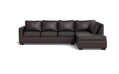 Track 121" Leather Right Chaise Sleeper Sectional - Tribeca Quarry