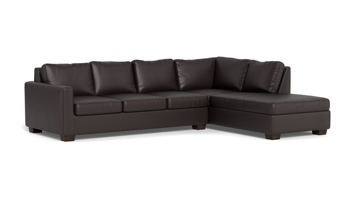 Track 121" Leather Right Chaise Sleeper Sectional - Tribeca Quarry