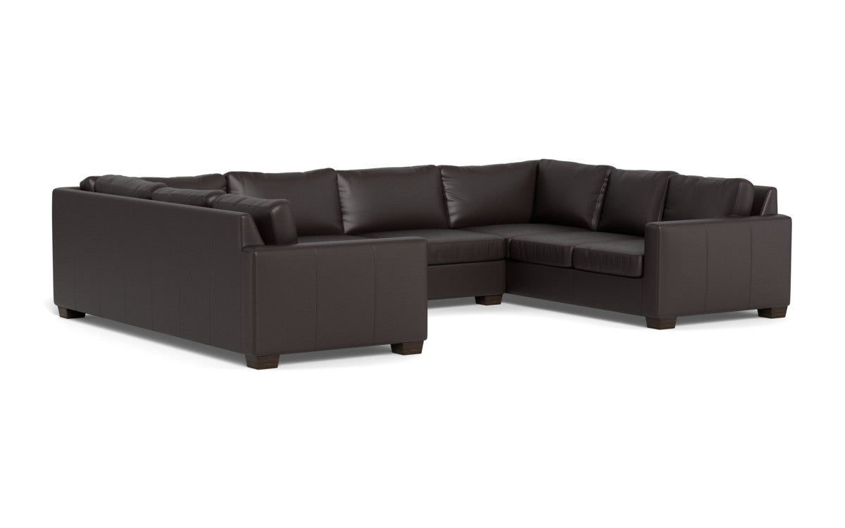 Track 141" Leather Corner Sofa U Sectional - Tribeca Quarry