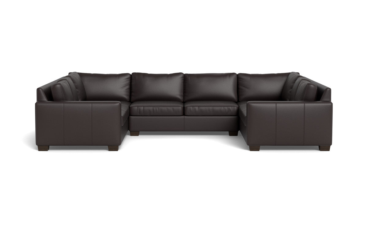 Track 141" Leather Corner Sofa U Sectional - Tribeca Quarry