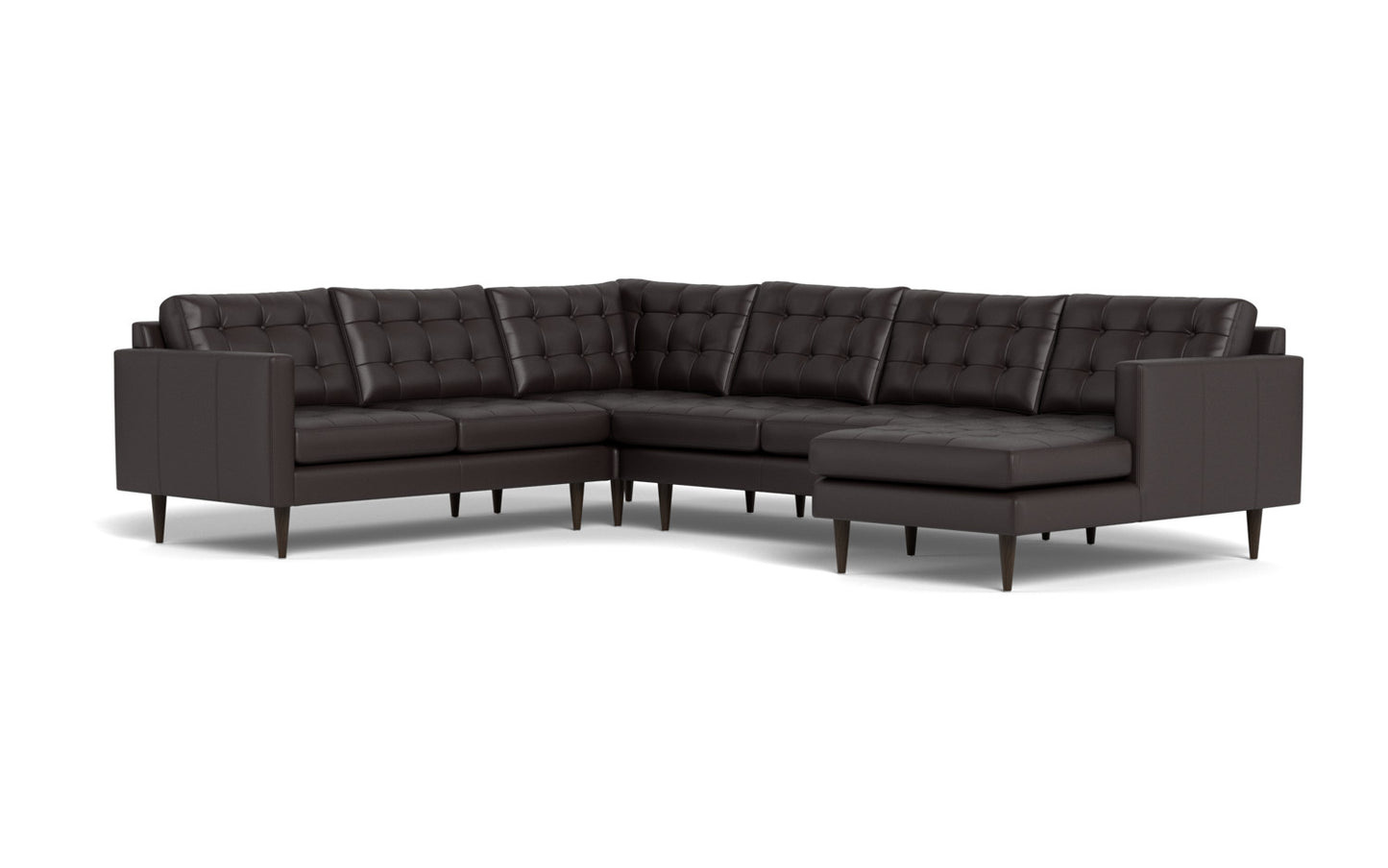 Wallace 131" Leather Corner Sectionals w. Right Chaise - Tribeca Quarry
