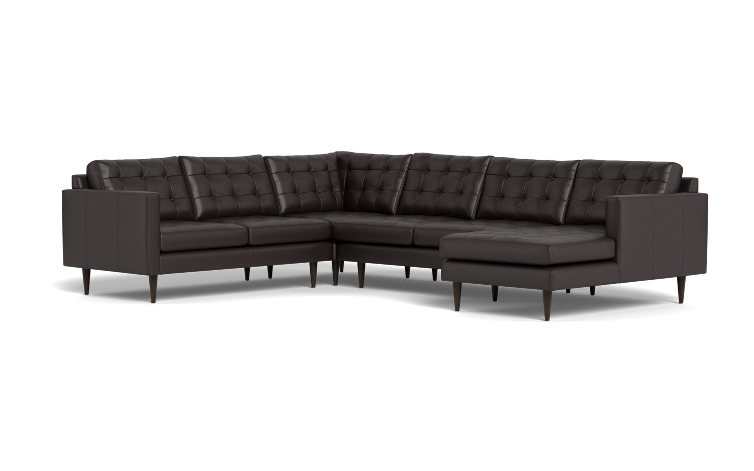 Wallace 131" Leather Corner Sectionals w. Right Chaise - Tribeca Quarry